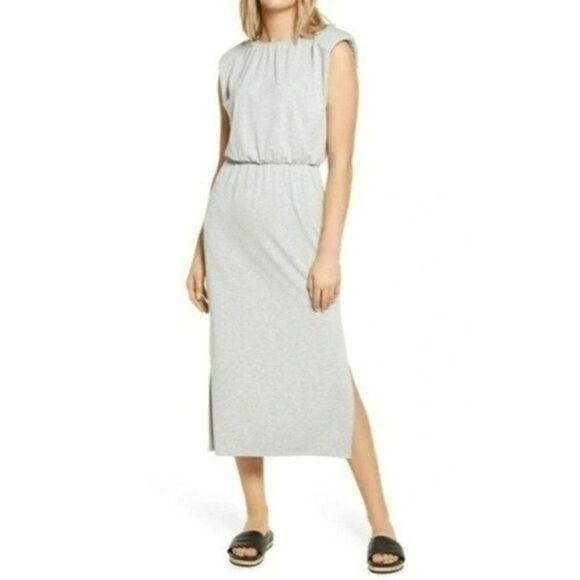Wayf Luisa Gray Jersey MIDI Dress NWT - Picture 1 of 9
